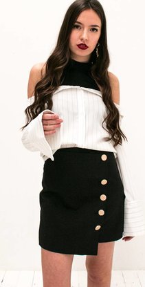 Black Skirt With Gold Buttons