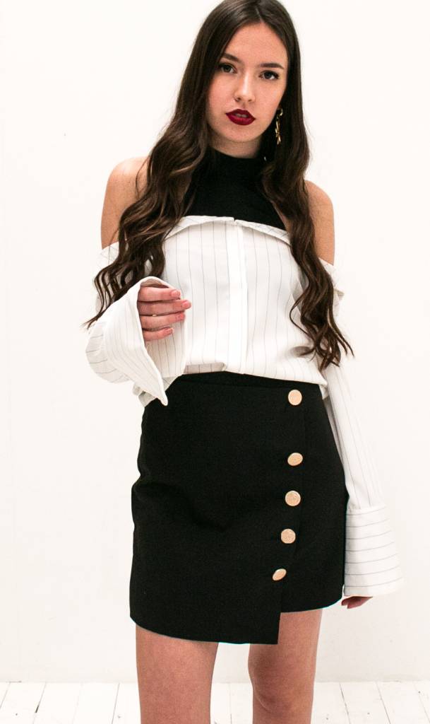 Black Skirt With Gold Buttons