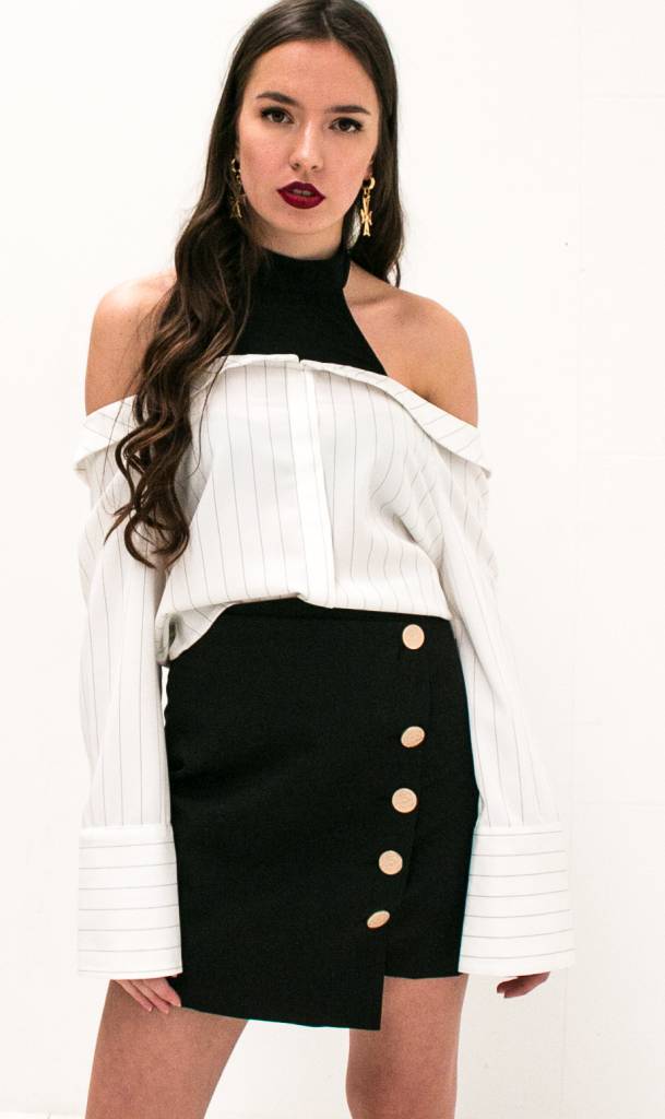 Black Skirt With Gold Buttons