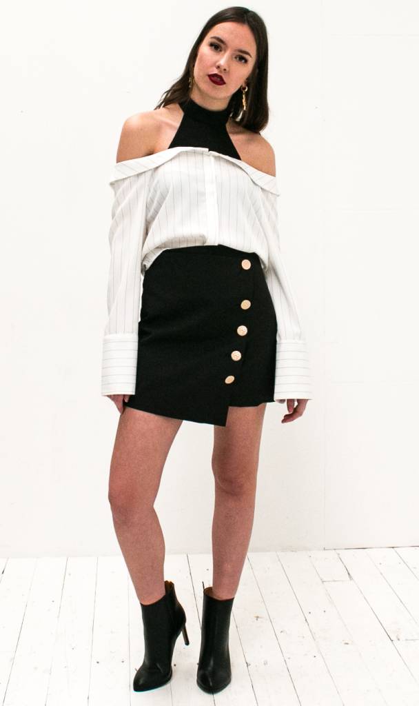 Black Skirt With Gold Buttons