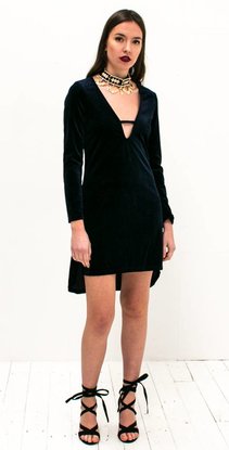 Navy Velvet Shift Dress