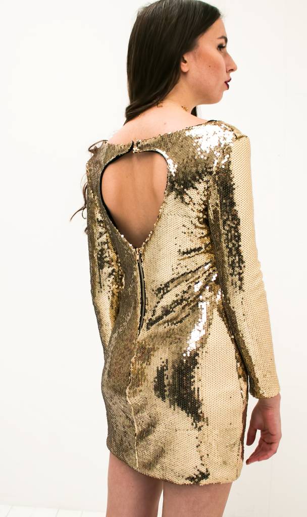 gold sequin dress