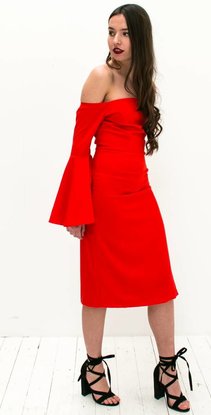 Red Off shoulder Dress