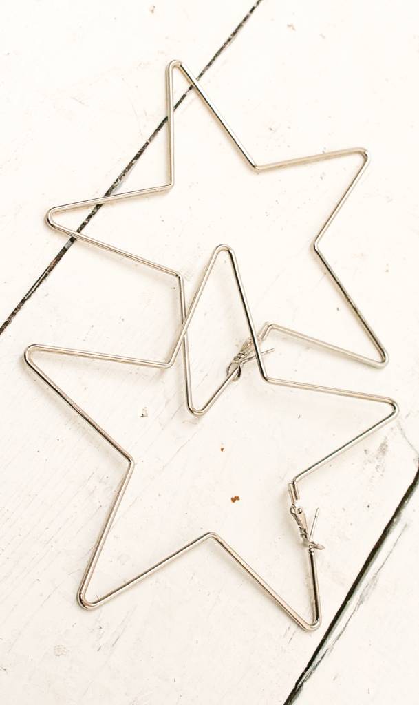 Silver Star Hoop Earrings