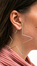 Silver Star Hoop Earrings