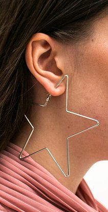 Silver Star Hoop Earrings