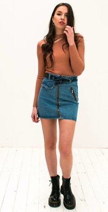 Denim Skirt With Zipper