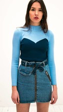 Contrast Top Blauw