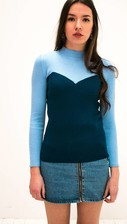 Contrast Top Blauw