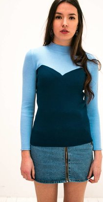 Contrast Top Blauw