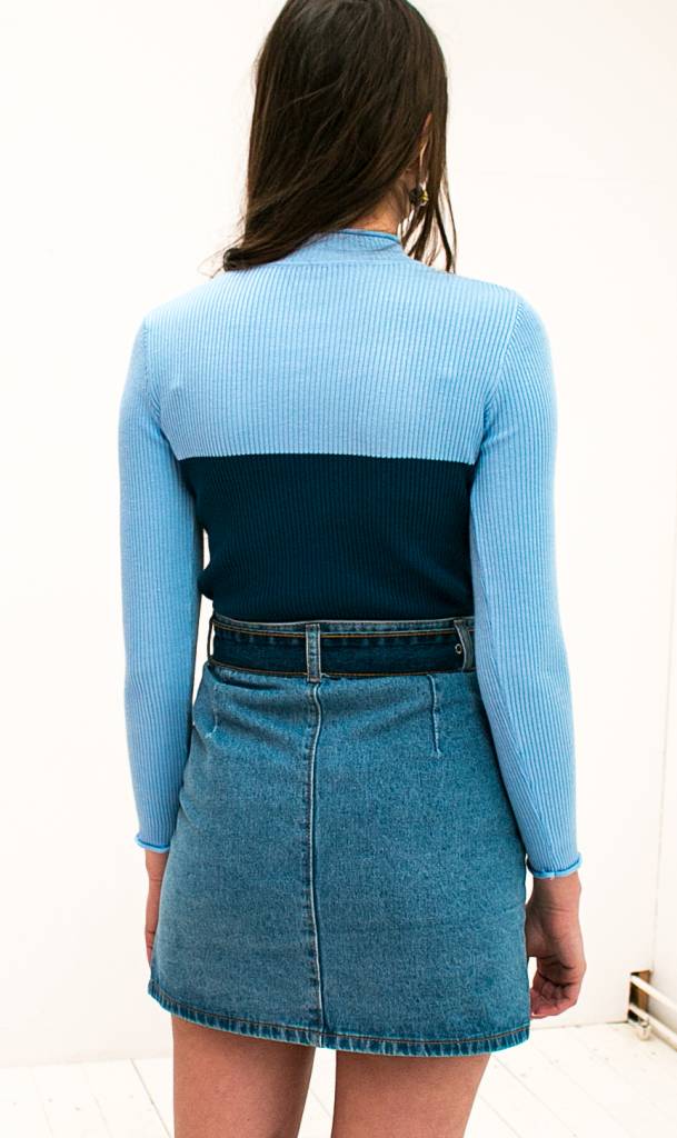 Contrast Top Blauw