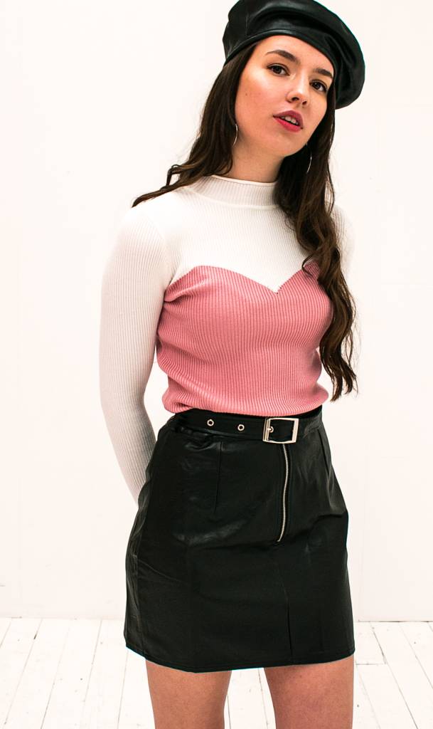 Contrast Top Pink