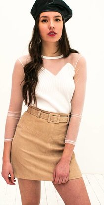 Beige Metallic Rok