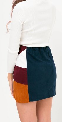 Suede patchwork skirt