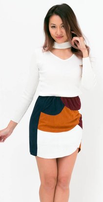 Suede patchwork skirt