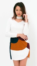 Suede patchwork skirt