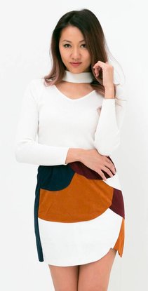 Suede patchwork skirt