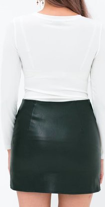 Leather Mini Skirt With Zipper