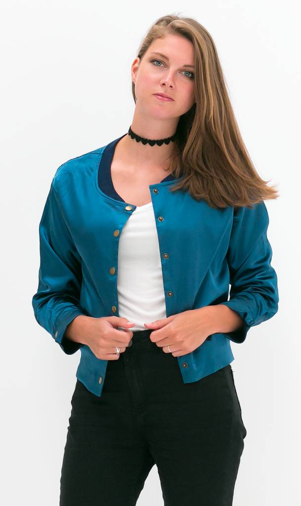 Green Blue Bomber Jacket