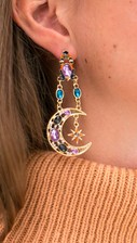 Baroque Golden Sun and Moon earrings (purple)