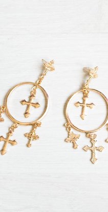 Golden Cross Earrings