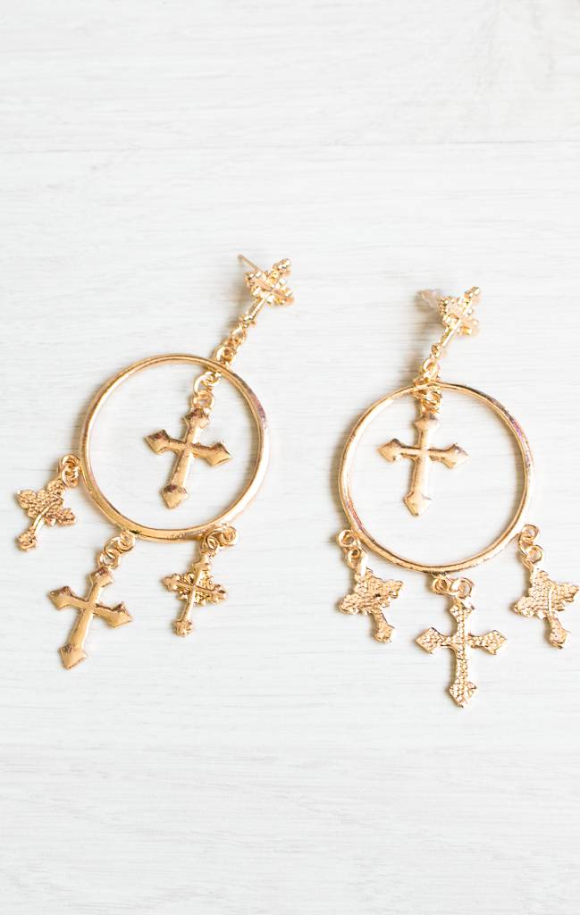 Golden Cross Earrings