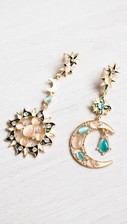 Baroque Golden Sun and Moon earrings (blue)