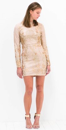 backless sequin party dress (nude)