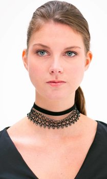 Zwarte Kristallen Choker Set