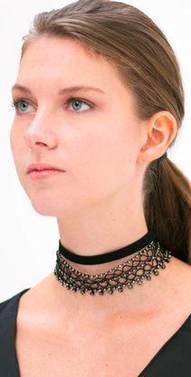 Black Crystal Choker Set