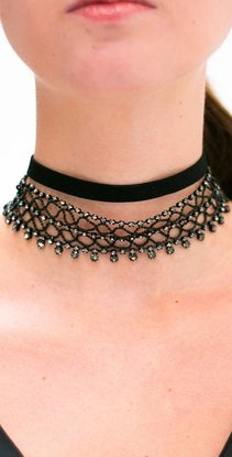 Black Crystal Choker Set