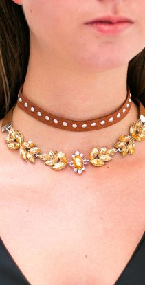 Bruine Kristallen Choker Set