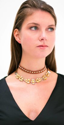 Bruine Kristallen Choker Set