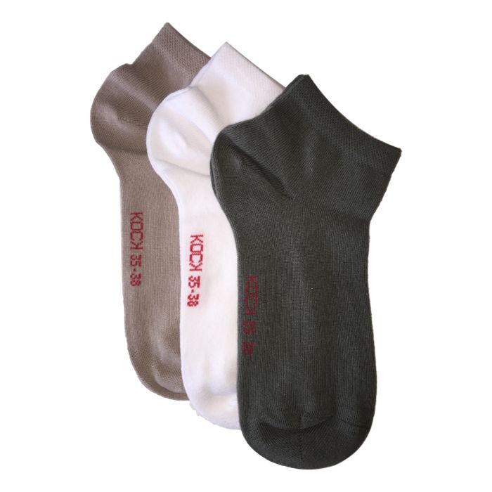 Kock Sockswear 3 Pack Naadloze Sneakersokken Dames Zandkakiwit kock sockswear kopen in de aanbieding