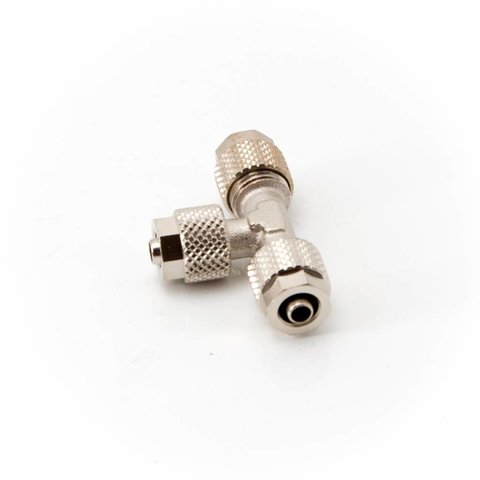 T-Stück Messing Vernickelt 3x Schlauchverschraubung Für 4/6mm Schlauch