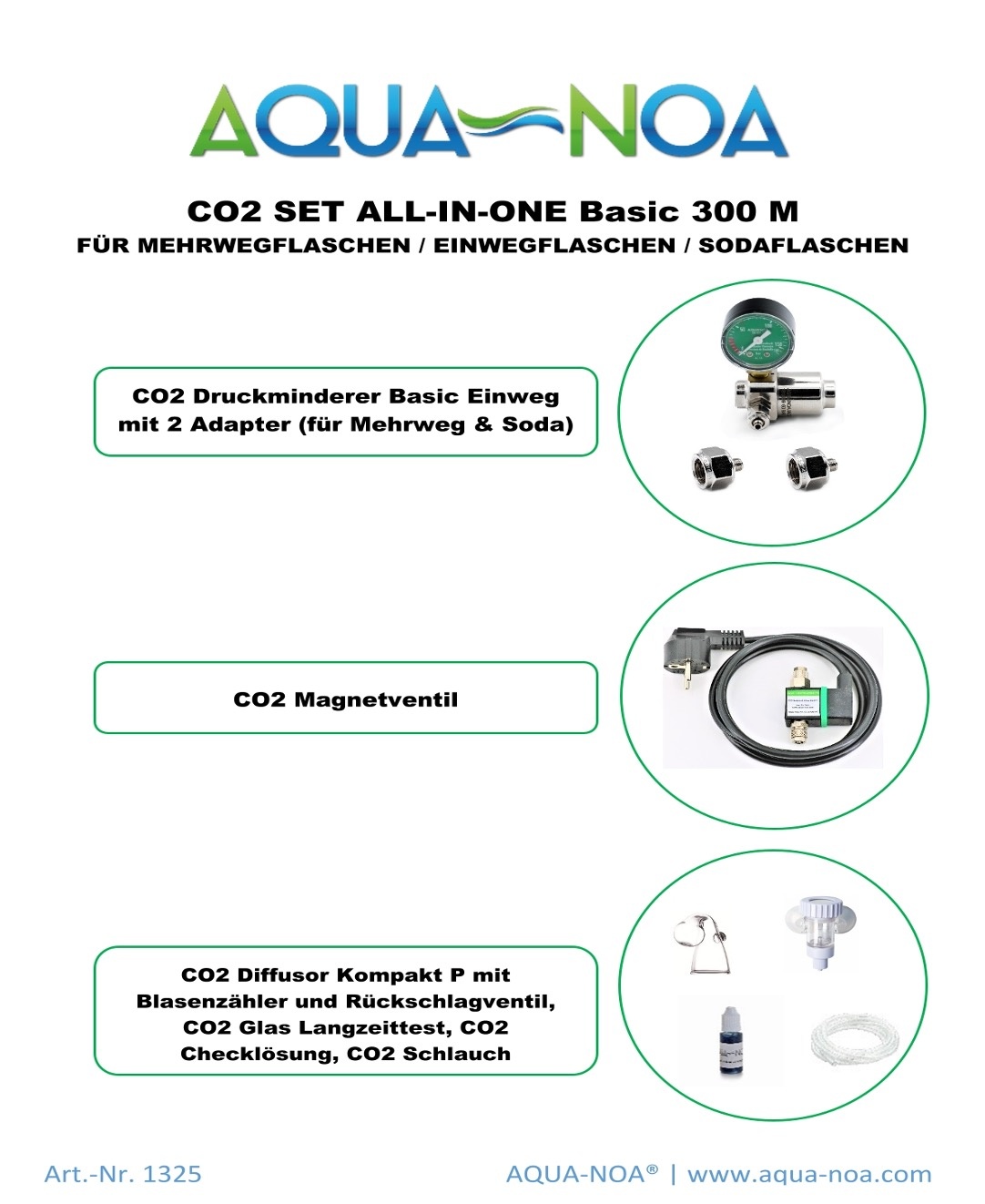 AQUA-NOA Aquarium CO2 Anlage Komplett Set für Soda Anlage Flasche Glas  Diffusor