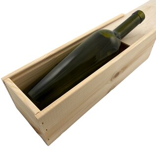 Wine box, wood with sliding lid, 1 bottle