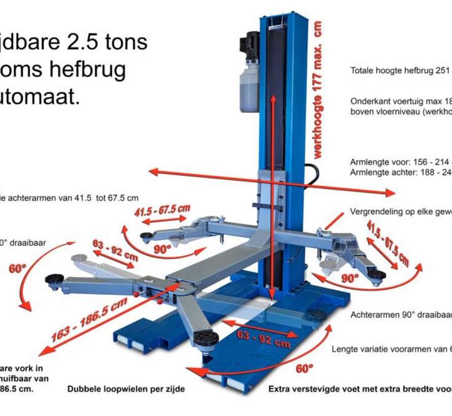 Mobile 1-column lift with electronic unlocking - ToolMania