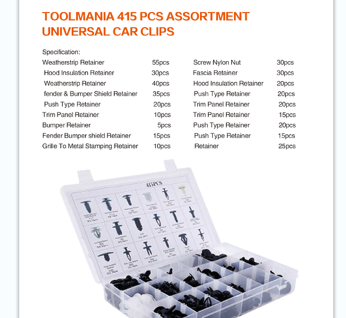 TM TM 415 Stück Sortiment Zierclips für FORD, NISSAN, BMW, HYUNDAI, HONDA