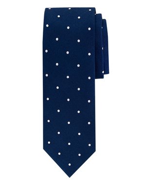 Profuomo Navy Dot Zijden Das