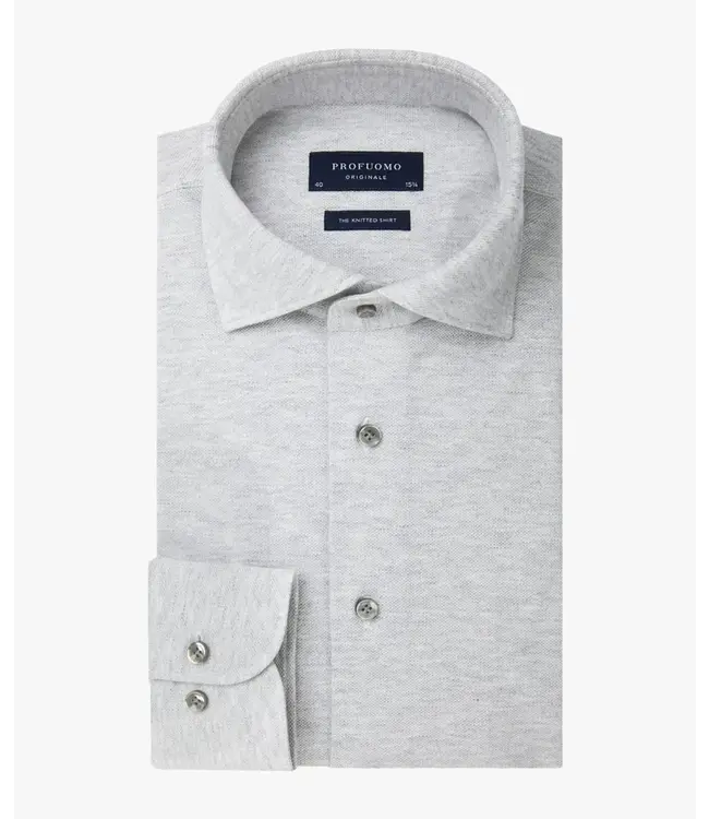 Profuomo Grey Mélange Knitted Shirt