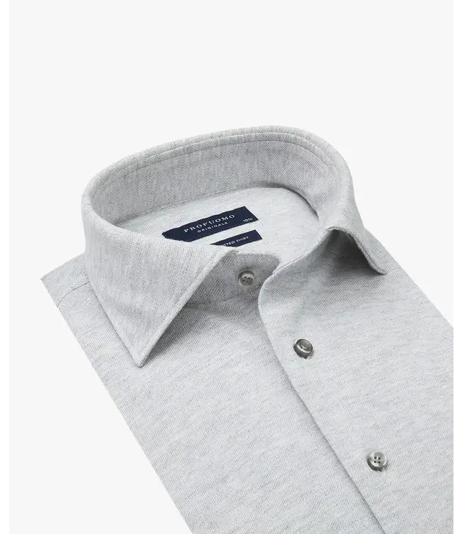 Profuomo Grey Mélange Knitted Shirt