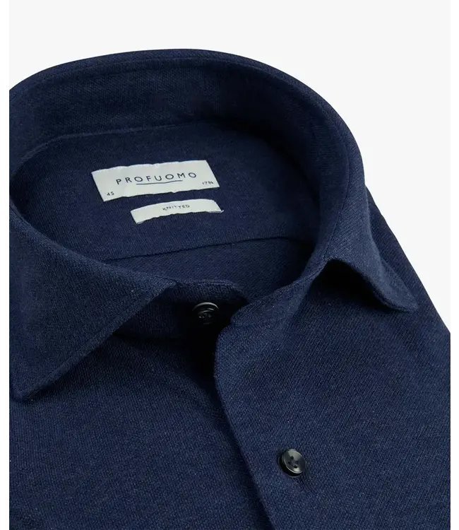 Profuomo Navy Mélange Knitted Shirt