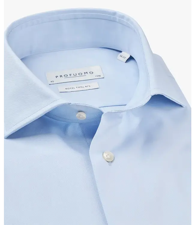 Profuomo Sky Blue Slim Fit Extra Long Sleeve White Shirt Cutaway Collar