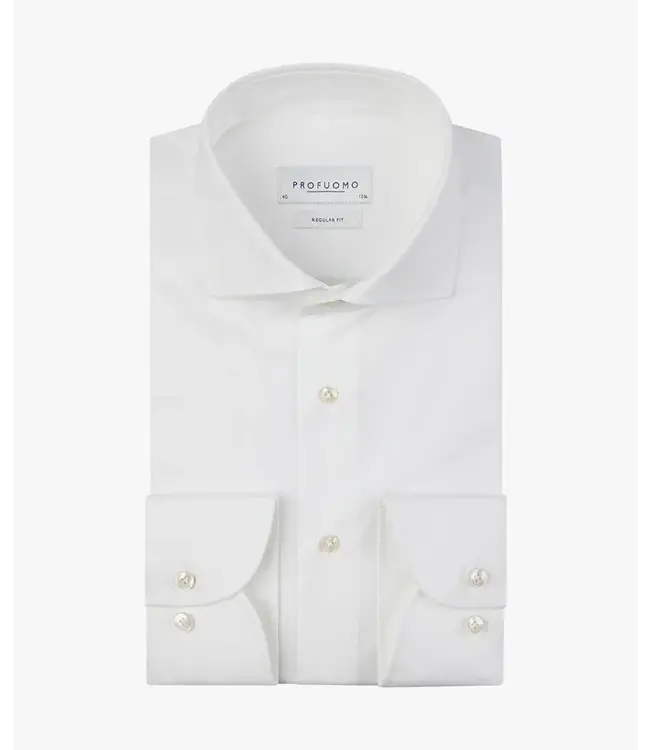 Profuomo Sky Blue White Regular Fit Enkel Manchet Cutaway Kraag