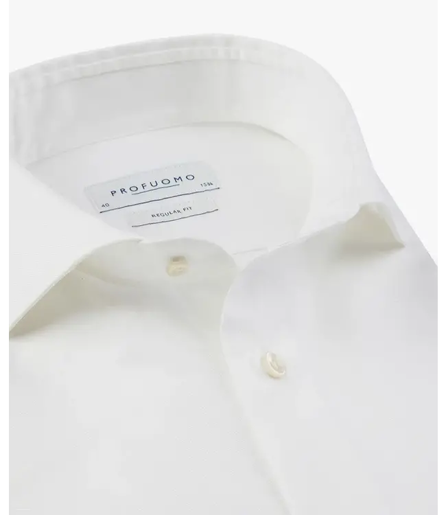 Profuomo Sky Blue White Regular Fit Enkel Manchet Cutaway Kraag