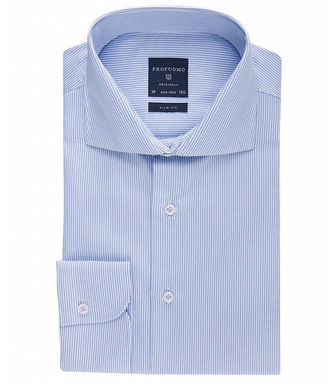 koper Hijsen aansluiten Quality Tailors offers a Profuomo originale blue stripe non iron shirt -  Quality Tailors