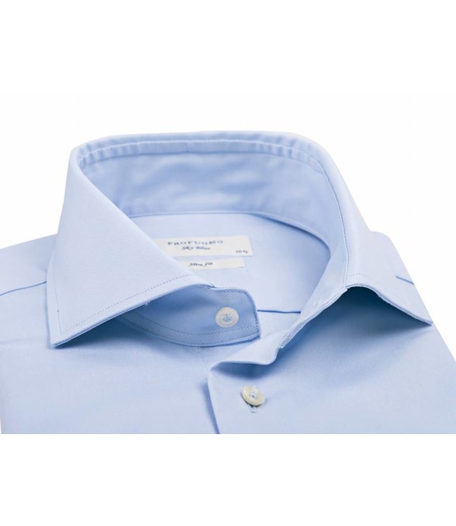 Profuomo Sky Blue Slim Fit Blue Shirt Single Cuff Cutaway collar