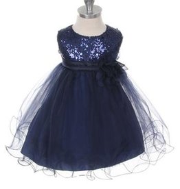 Feestjurk - Bruidsmeisjes jurk  Daphne donkerblauw maat 68-74