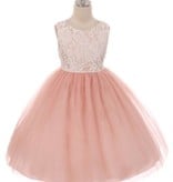 Bruidsmeisjes jurk feestjurk Marlene roze met kanten bovenlijfje